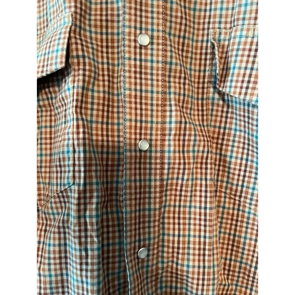 Wrangler Men's XXL Maroon Khaki Long sleeve Pearl Button Snap Western Shirt #750